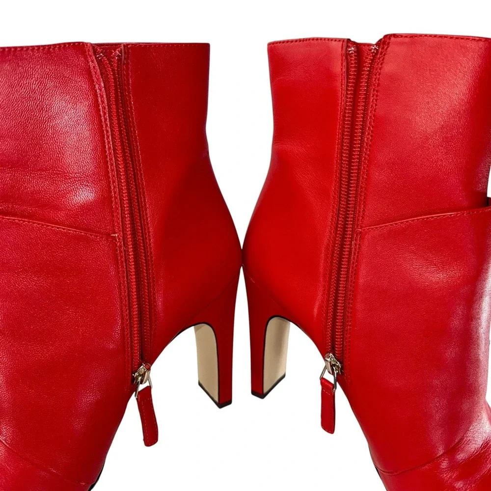 Nine West RED Leather Quitit Ankle Boots 4
